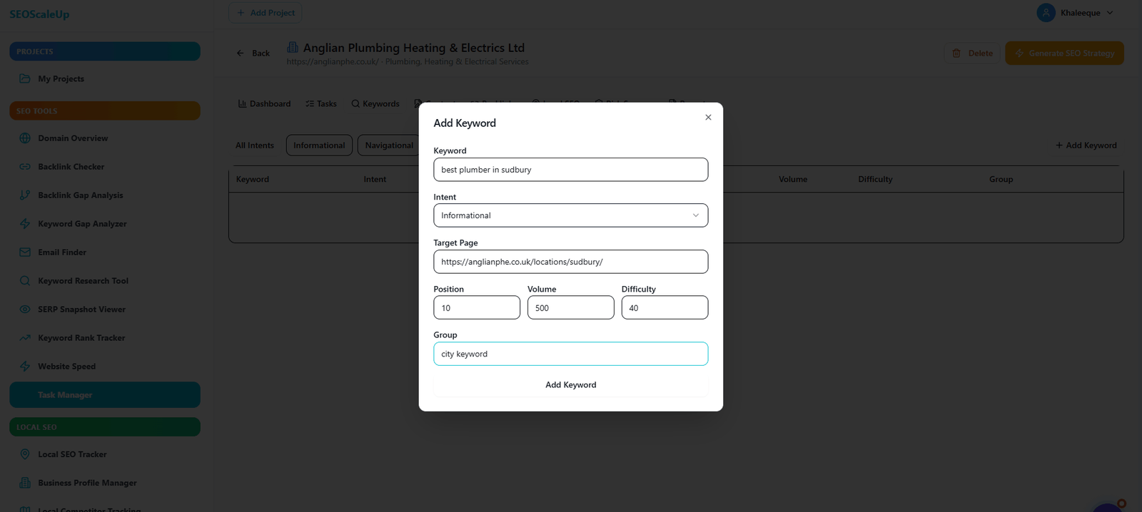 add keyword
