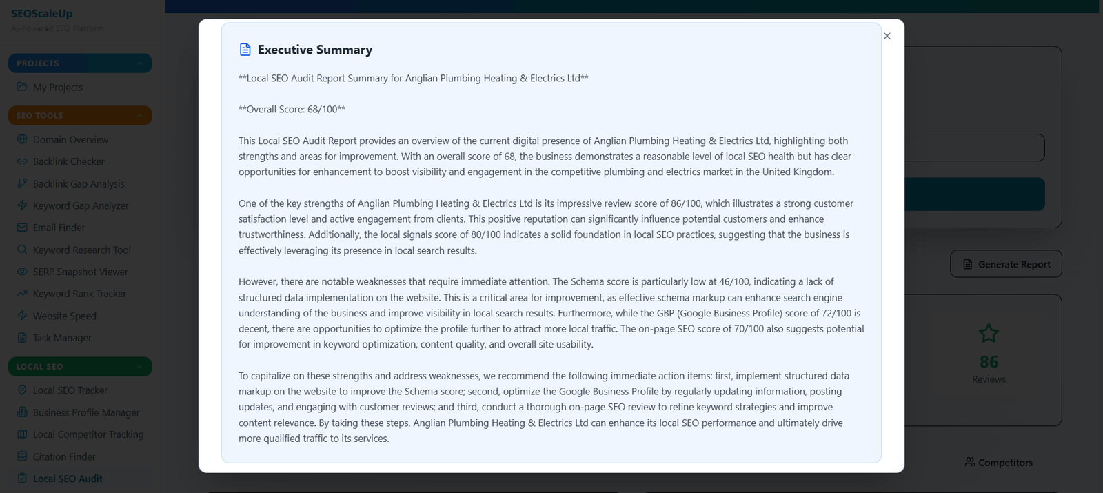 Executive summary report