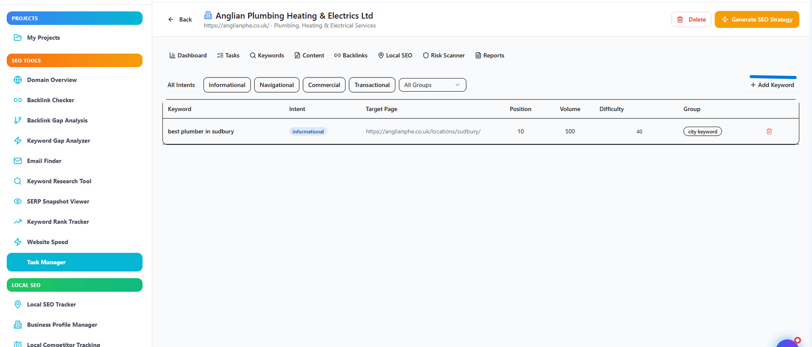 keyword tracking