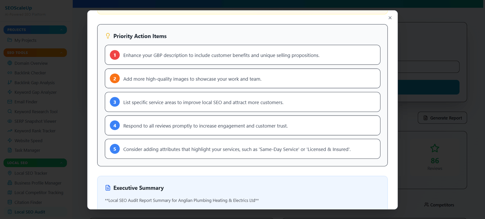 Priority action items list