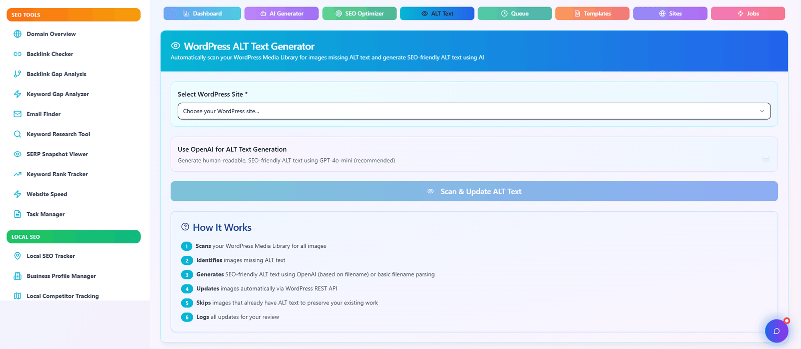 WordPress ALT text generator tool