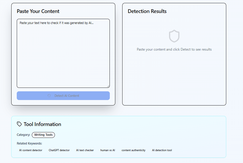 AI Content Detector dashboard screenshot showing content analysis
