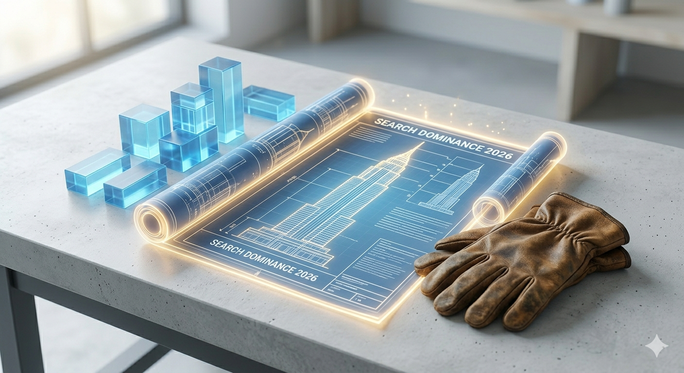 The tool doesn't fix the strategy Translucent blueprints (the strategy) emit a golden glow, while raw blocks and rugged gloves (the tools) sit passively next to them