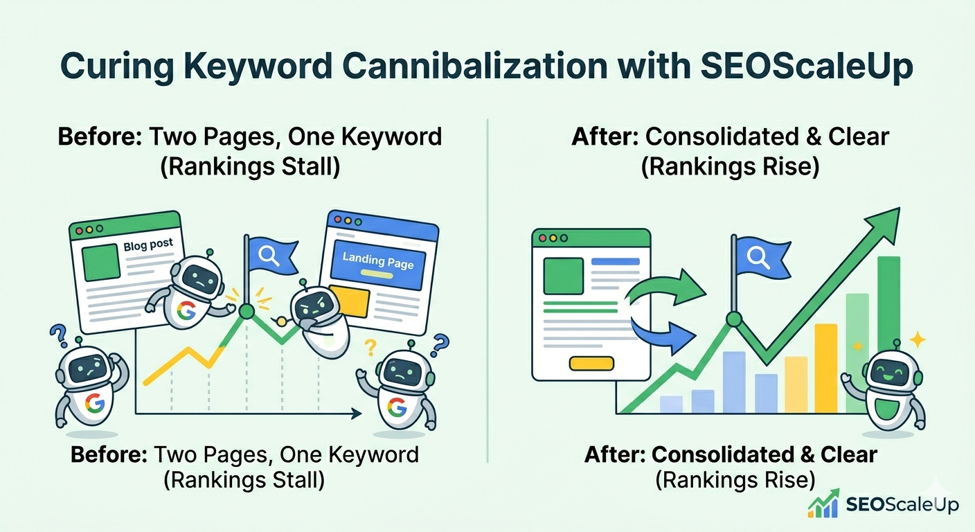 keyword cannibilization with SEOScaleUp for small businesses